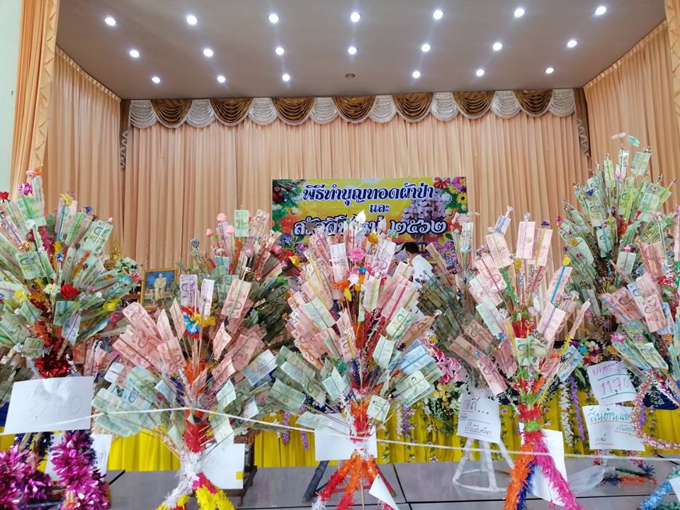 กิจกรรมการทอดผ้าป่าสามัคคีเพื่อการศึกษาของนักเรียนปัจจุบัน